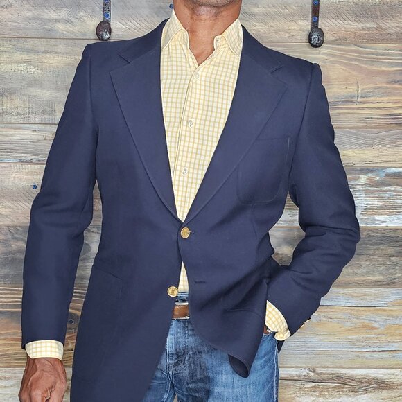 Vintage Yves Saint Laurent Saks Fifth Navy Custom YSL Buttons Blazer Jacket 40R